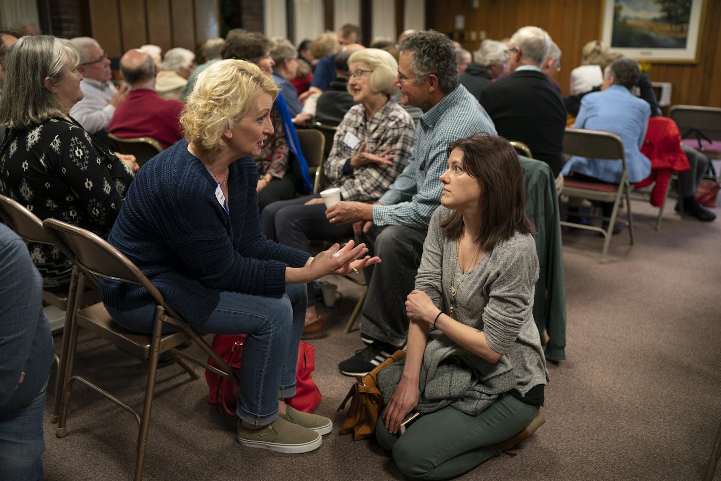 At the urging of Minnesota Methodists' Becky Boland, the audience broke up in to small groups to talk about three questions, including "What is essential to you about being United Methodist." ] JEFF WHEELER &#x2022; jeff.wheeler@startribune.com The United Methodist Church in Minnesota is moving ahead with preparations for a possible split from the denomination. A new group called MinnesotaMethodists.org is spearheading a series of events and offering resources to churches considering a split. On