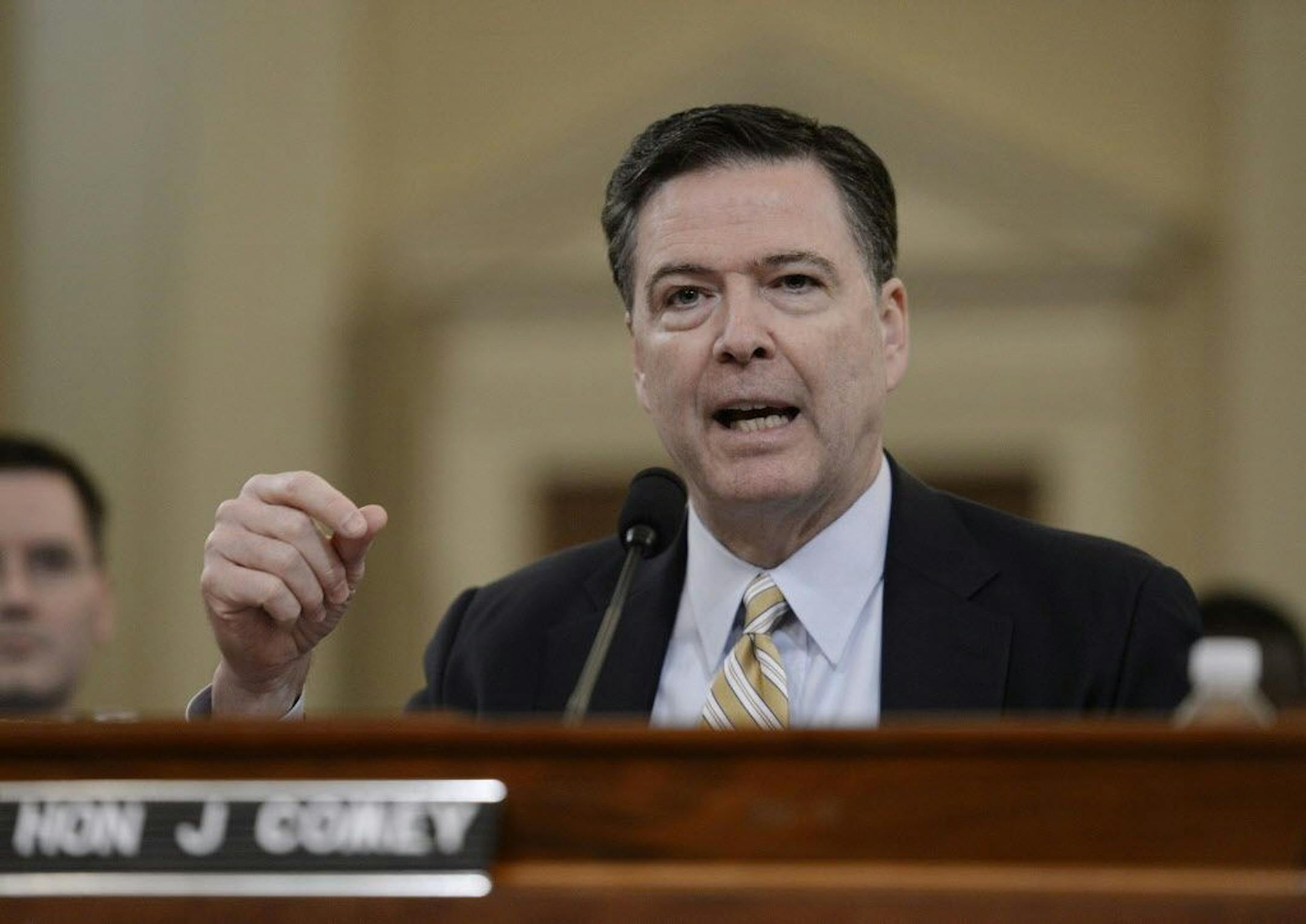 James Comey, director of the Federal Bureau of Investigation (FBI), testifies before a House Intelligence Committee hearing Monday, March 20, 2017 in Washington, D.C.