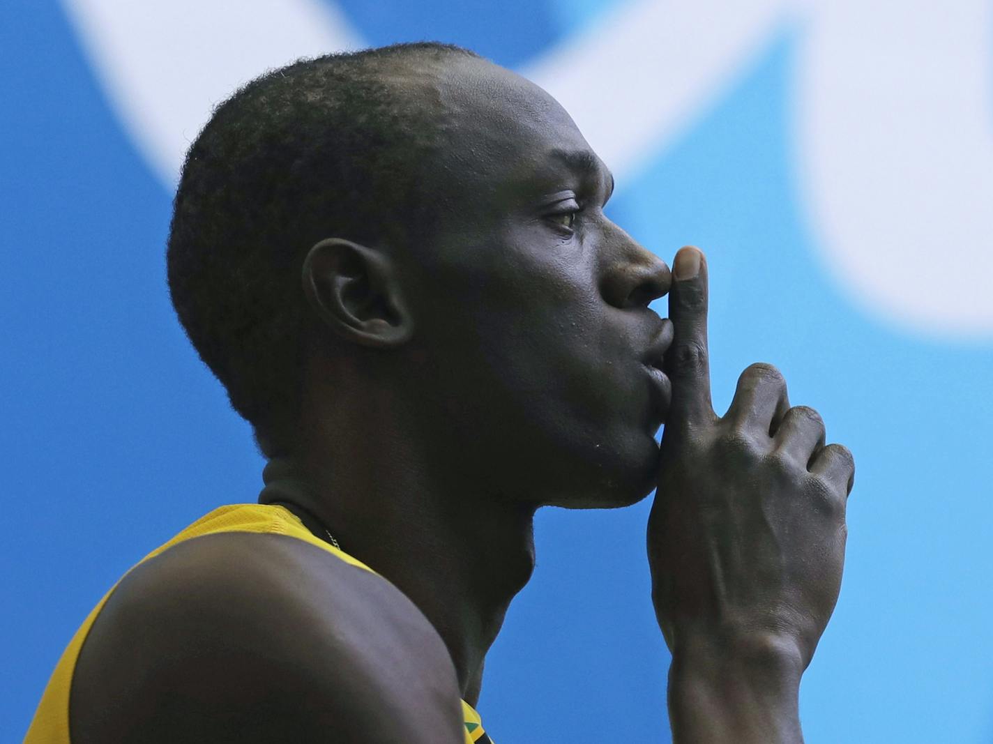 Jamaica's Usain Bolt arrives in the stadium to compete in a men's 100-meter heat during the athletics competitions of the 2016 Summer Olympics at the Olympic stadium in Rio de Janeiro, Brazil, Saturday, Aug. 13, 2016. (AP Photo/Jae C. Hong)