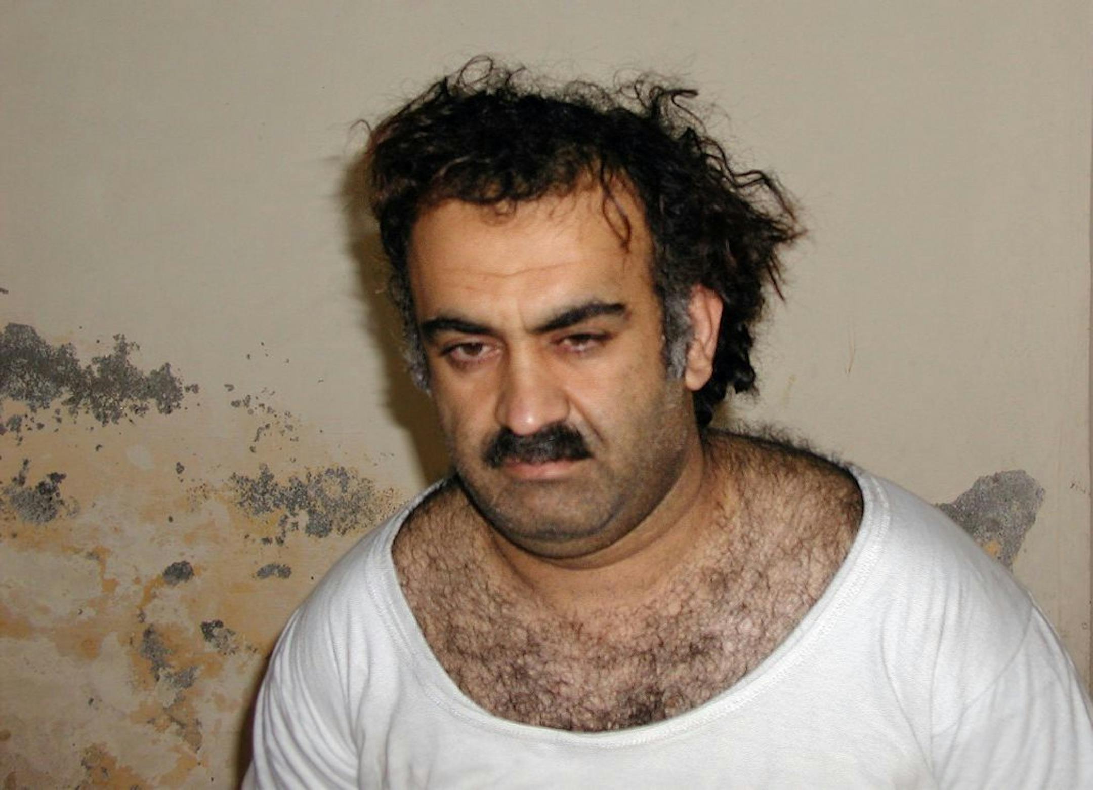 FILE -- Khalid Sheikh Mohammed is pictured shortly after his capture in Pakistan in March 2003.