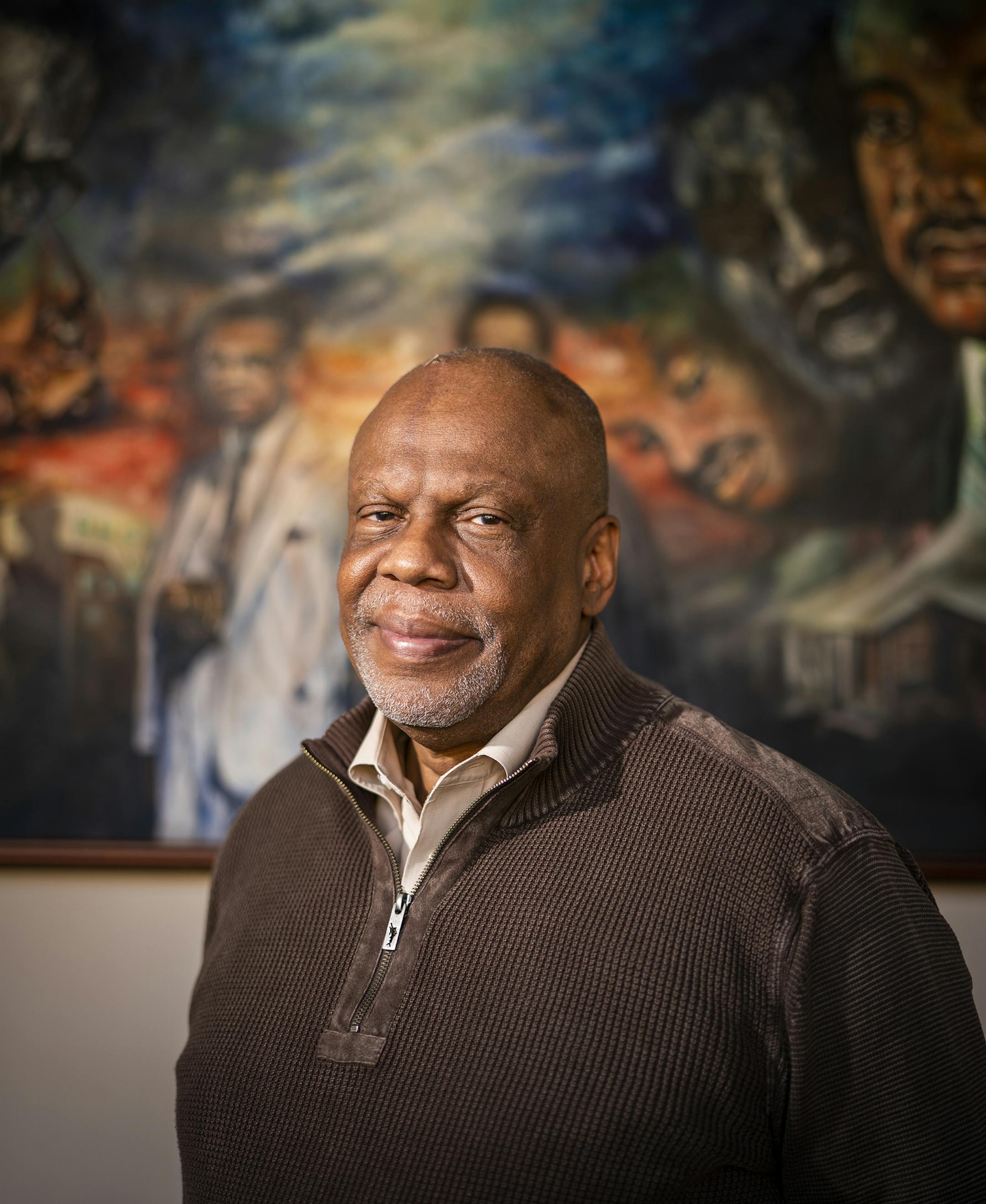 Alfred Babington-Johnson posed for a portrait at the Stairstep Foundation offices in Minneapolis.