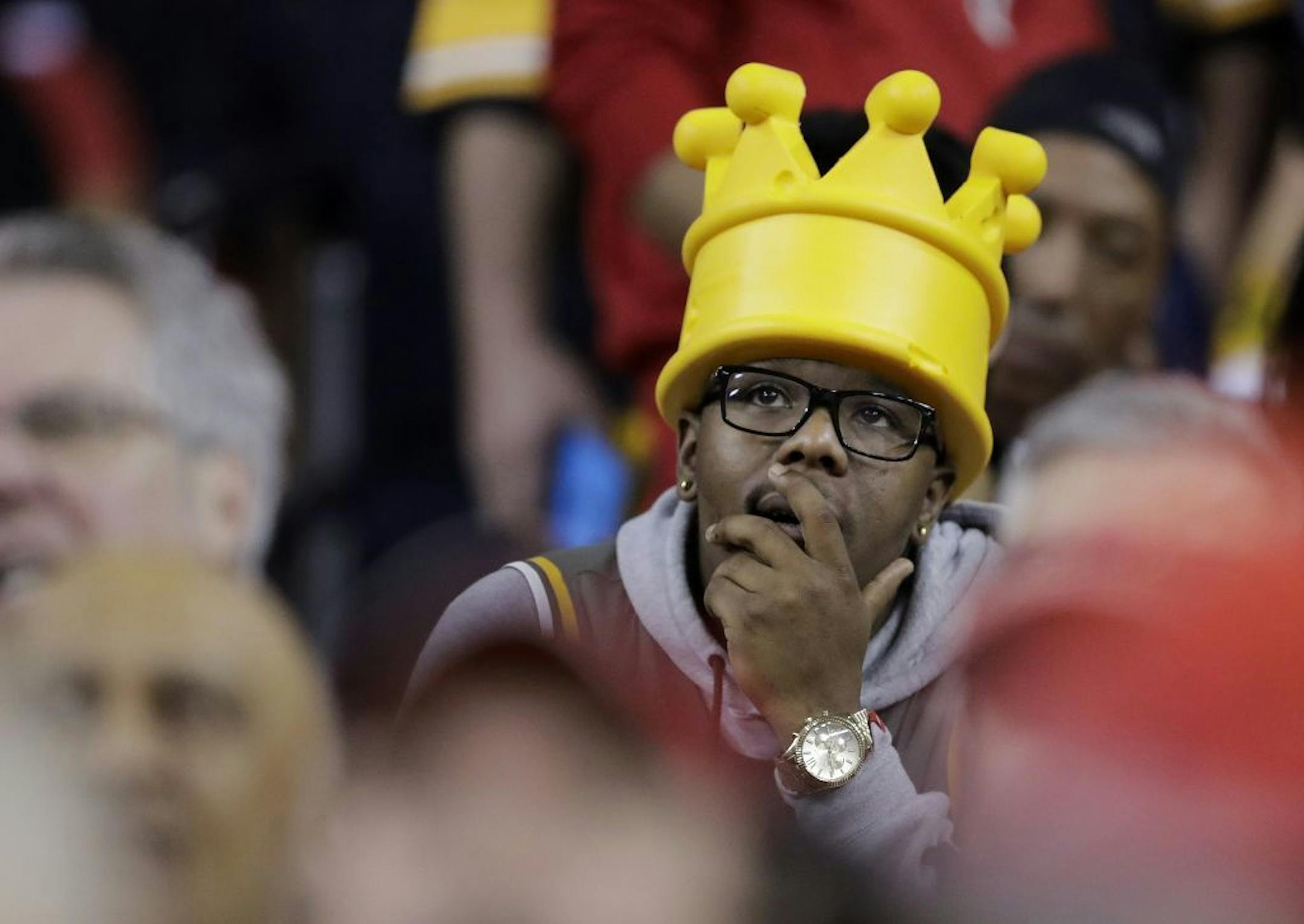 A Green Bay Packers fan watched play during the second half of the NFC Championship Game against the Atlanta Falcons on Sunday.