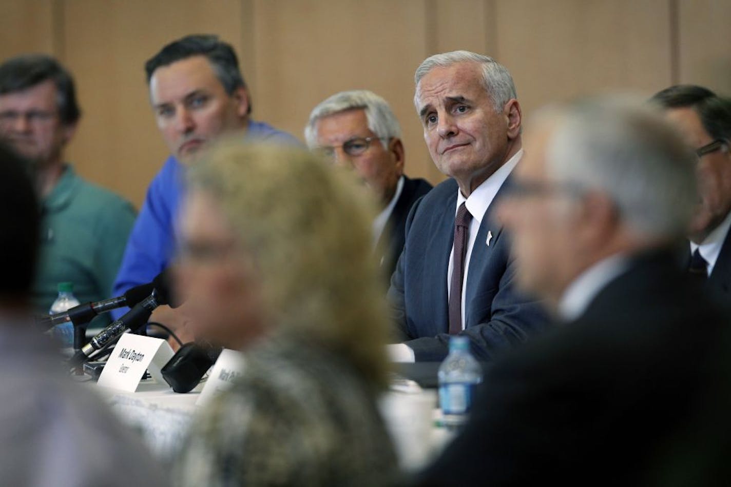 Gov. Mark Dayton listened to questions and concerns from business leaders, as well as from others in Fergus Falls in August.