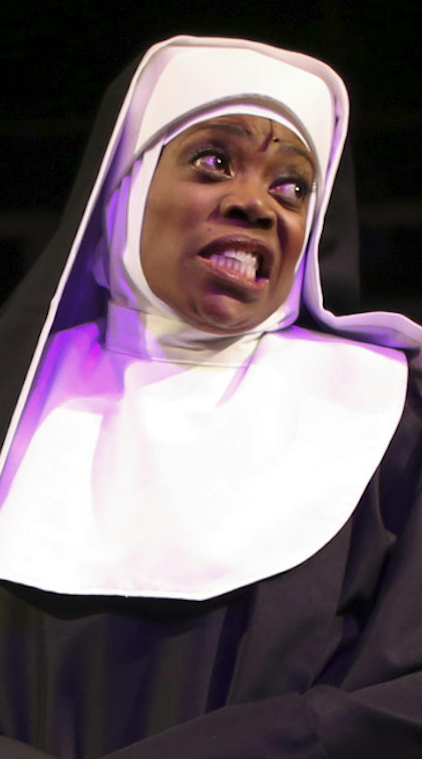 Regina Marie Williams as Deloris Van Cartier in a first act scene from "Sister Act" during the first dress rehearsal Wednesday night. ] JEFF WHEELER &#x2022; jeff.wheeler@startribune.com The musical "Sister Act," starring Regina Marie Williams is in rehearsals this week at Chanhassen Dinner Theatre. The cast held their first dress rehearsal Wednesday night, October 28, 2015 in Chanhassen.