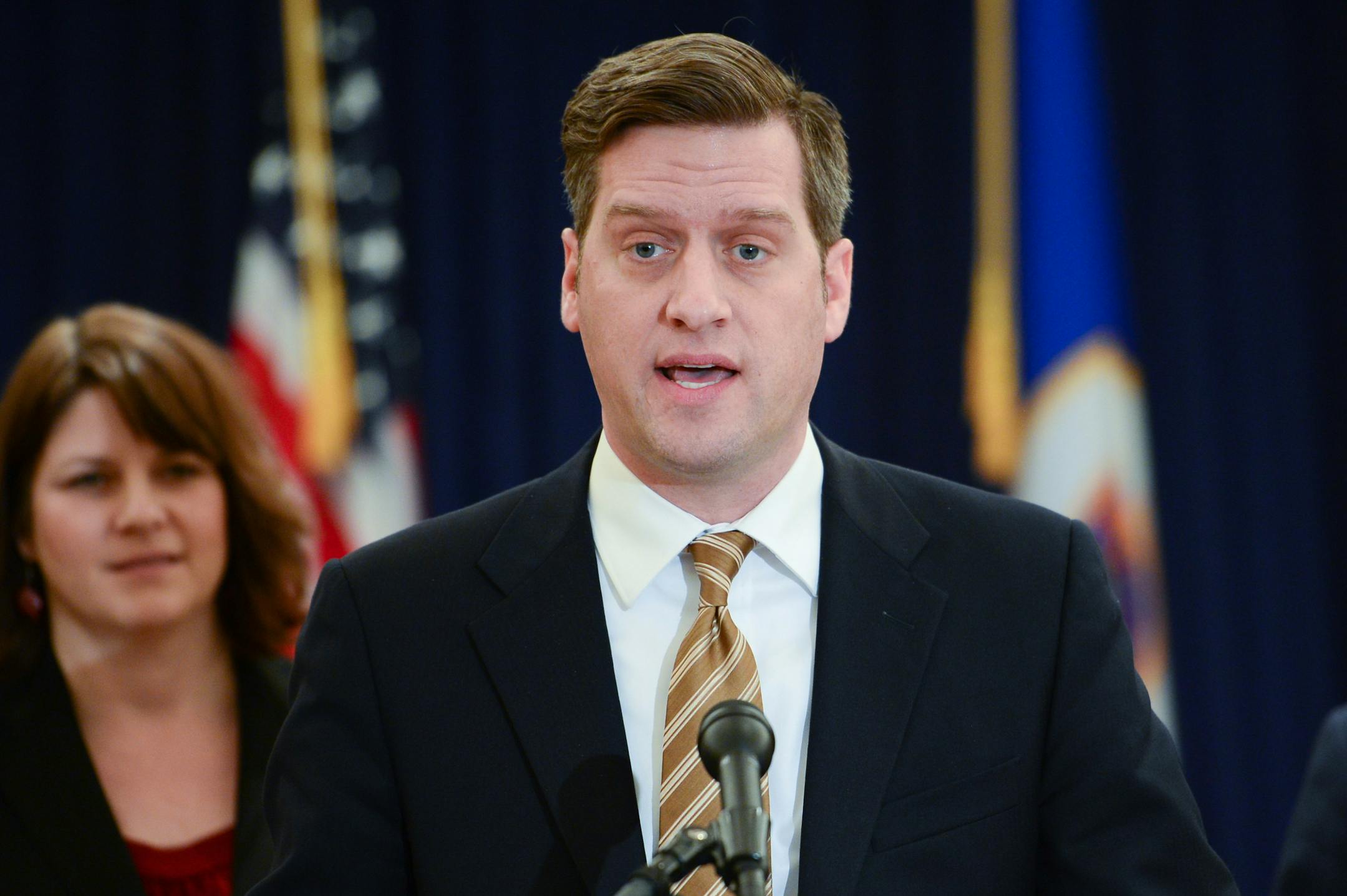 House Speaker Kurt Daudt called on the governor to return most of the surplus to taxpayers and end the call for a gas tax to fund transportation improvements. ] GLEN STUBBE * gstubbe@startribune.com Friday, February 27, 2015