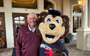 A couple of Minnesota icons, Gophers baseball coach John Anderson and Twins mascot TC Bear, hung out Friday morning in Naples, Fla.