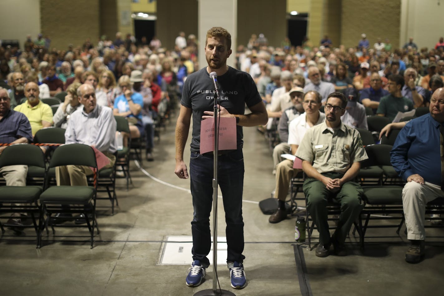 Adam Fetcher spoke on behalf of the outdoor clothing maker Patagonia in support of a mining ban.