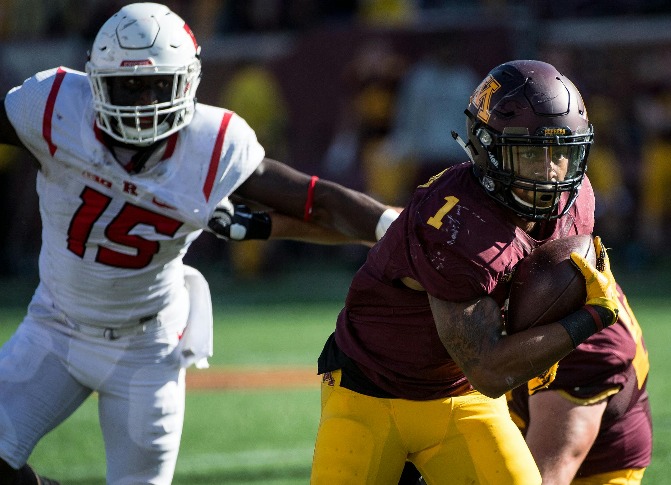 Rodney Smith rushed seven times for 42 yards in the Gophers' game-winning drive on Saturday.