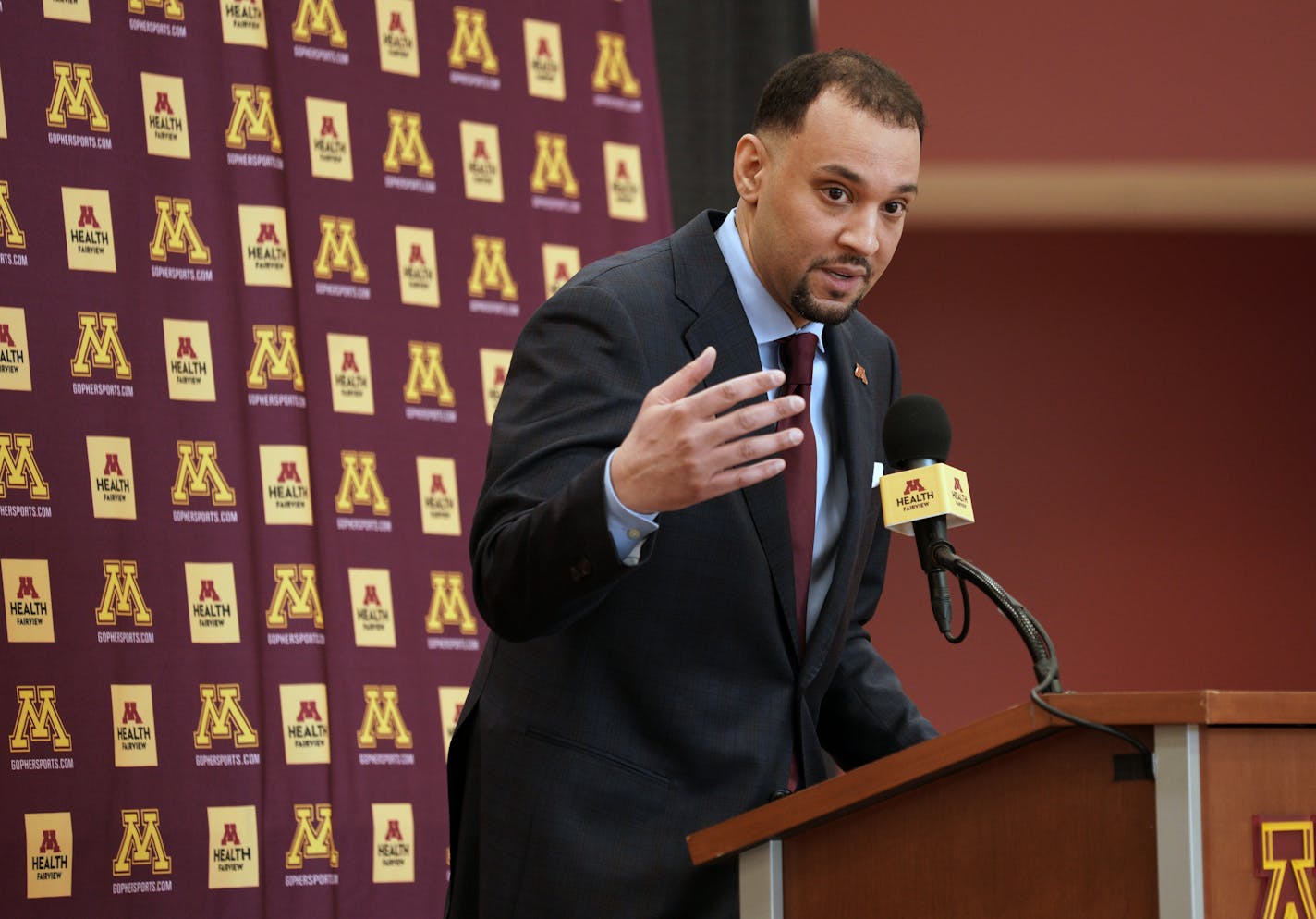 The new Gopher men's basketball coach Ben Johnson was introduced to the media at a press conference at the U of M. Tuesday morning.