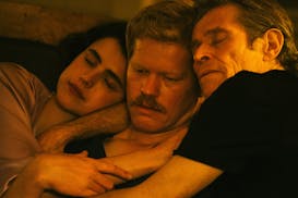 From left, Margaret Qualley, Jesse Plemons and Willem Dafoe in "Kinds of Kindness." (Atsushi Nishijima/Courtesy of Searchlight Pictures/TNS)