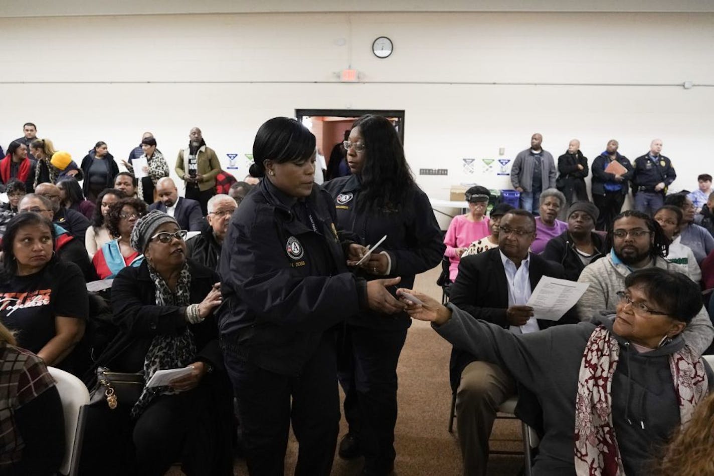 Attendees submitted question cards to the panelists.