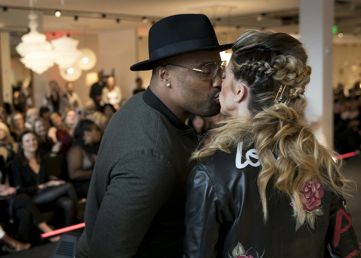 Minnesota Vikings Everson Griffen kissed his wife Tiffany Griffen as they were introduced at the Off the Field Players' Wives Fashion Show on Friday, February 2, 2018, at the Galleria in Edina, Minn. ] RENEE JONES SCHNEIDER &#x2022; renee.jones@startribune.com