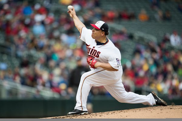 Twins pitcher Bartolo Colon pitched for the Twins in the regular-season finale on Sunday at Target Field.
