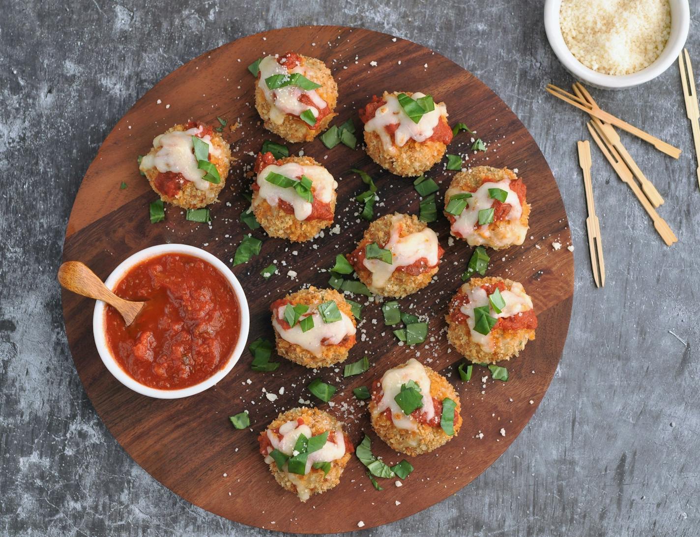 Serve Chicken Parmesan Meatballs on their own, over pasta or in sliders. Meredith Deeds, Special to the Star Tribune