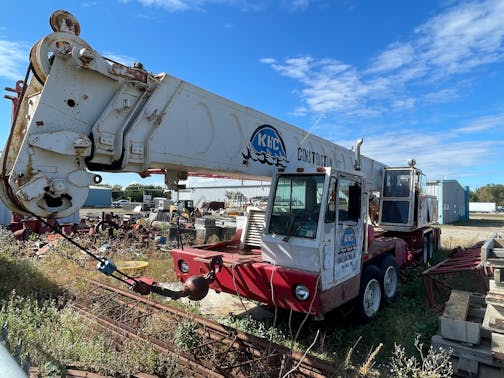 Construction equipment at a yard in Marshall, Minn.