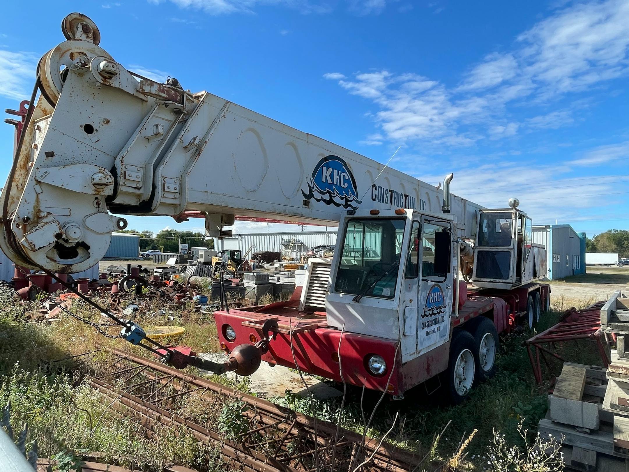 Construction equipment at a yard in Marshall, Minn.