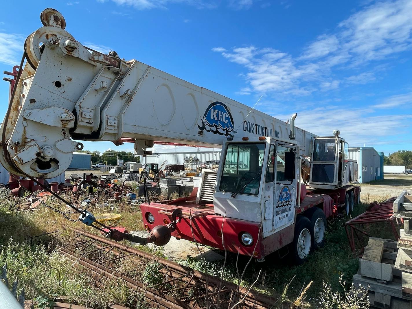 Construction equipment at a yard in Marshall, Minn.