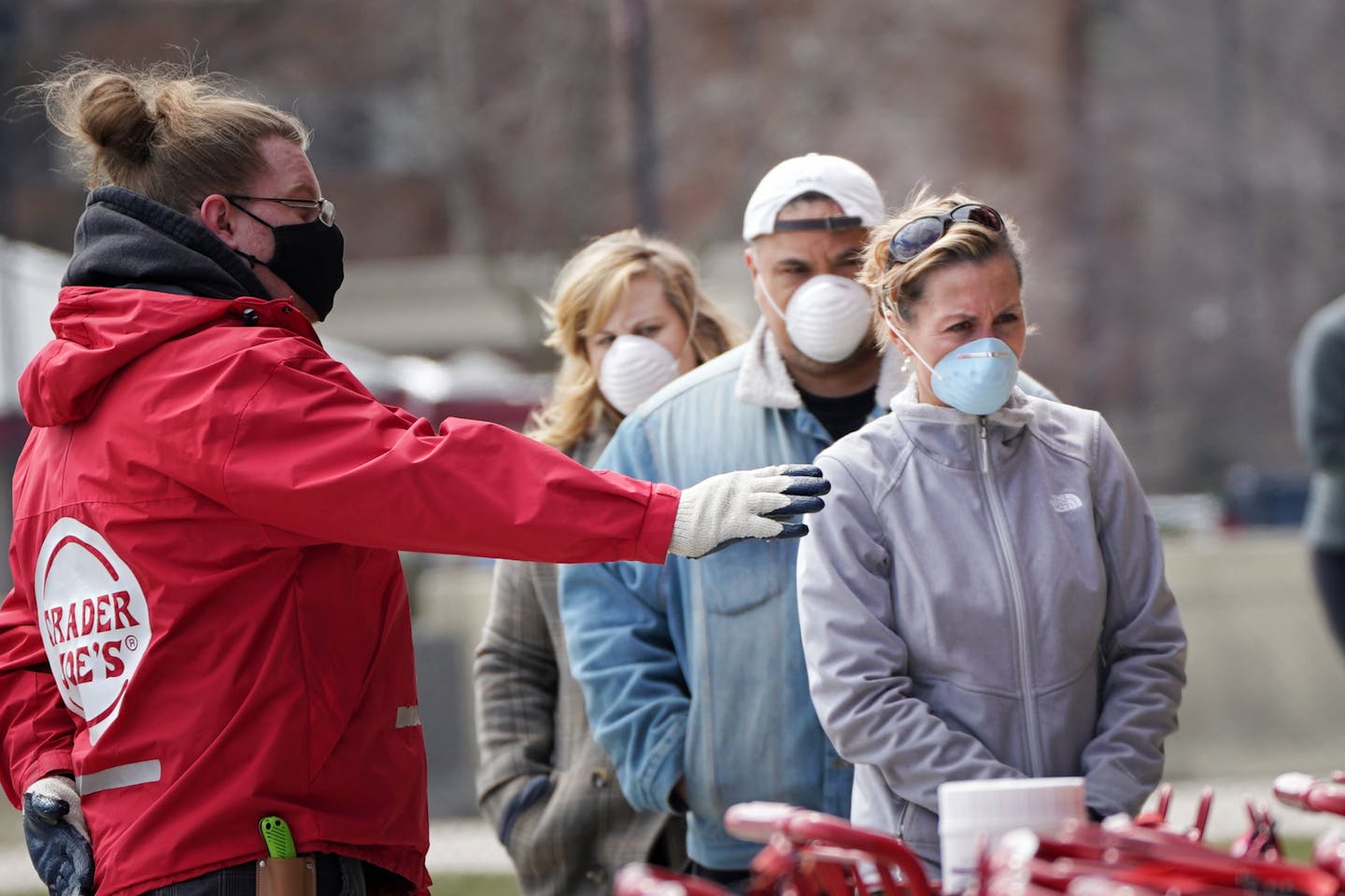 Most customers outside Trader Joe's store in Bloomington in mid-April wore masks. Such discipline wasn't as present among shoppers at other Twin Cities retailers visited recently by a member of the Star Tribune Editorial Board.