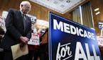 FILE -- Sen. Bernie Sanders (I-Vt.), a democratic presidential primary contender, at a news conference reintroducing Sanders' Medicare for All Act, at