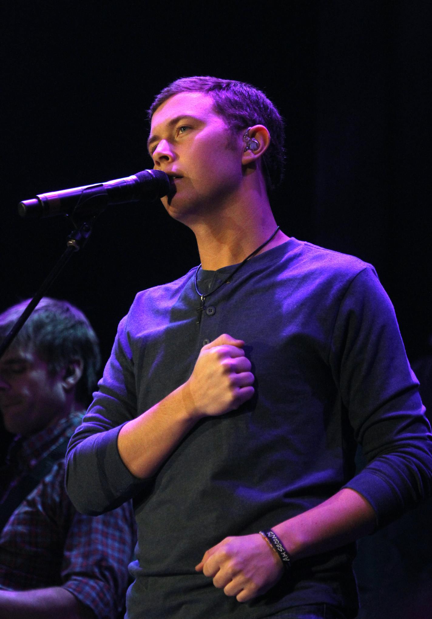 Scottie McCreery took the stage to open for the Brad Paisley, Virtual Reality Tour Saturday night at the Xcel Center.[ TOM WALLACE &#x201a;&#xc4;&#xa2; twallace@startribune.com _ Assignments # 20021406A_ January 14, 2011_ SLUG: paisley0115_ EXTRA INFORMATION: Scotty McCreery&#x201a;&#xc4;&#xf4;s debut album, Clear As Day, has been certified platinum for sales of more than 1 million in just three months after its release.In addition, he was named No. 1 on Billboard magazine&#x201a;&#xc4;&#xf4;s l