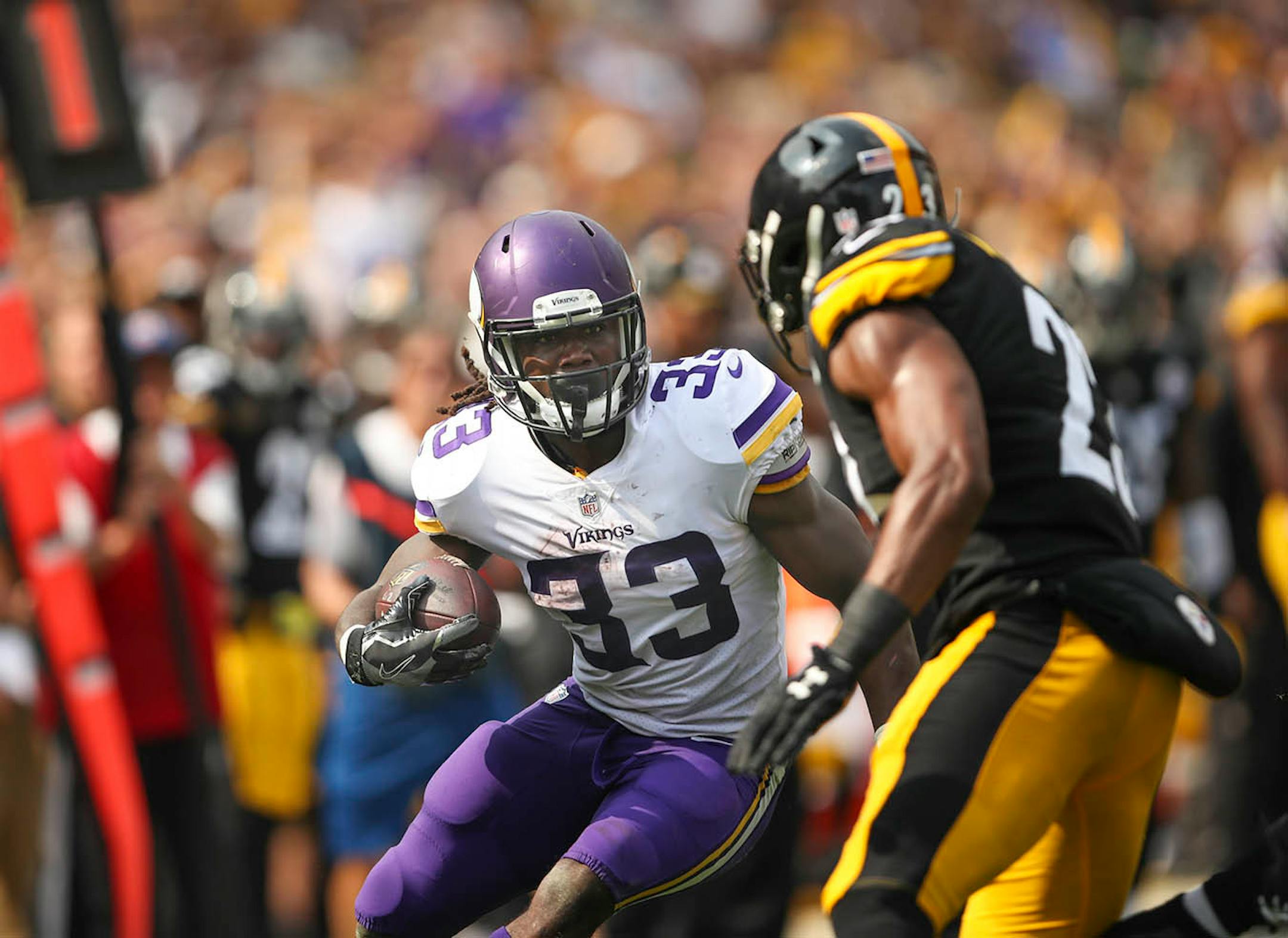 Minnesota Vikings running back Dalvin Cook nearly scored on a 26 yard run in the third quarter. A replay decision said he was just short of the goal line. The Vikings scored on the next play.
