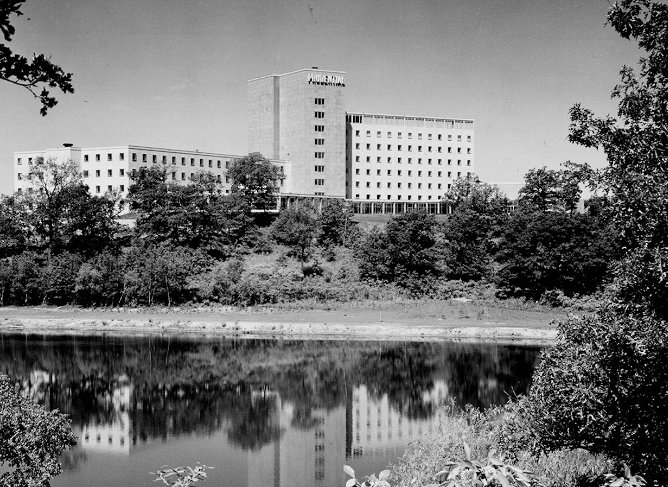 March 06, 1956 The Prudential Insurance Co. 's new North central Home Office as seen from across Brownie Lake on Cedar Lake Road. This view looks to the northwest. Reynolds, Photography inc. ORG XMIT: MIN2015081311013920
