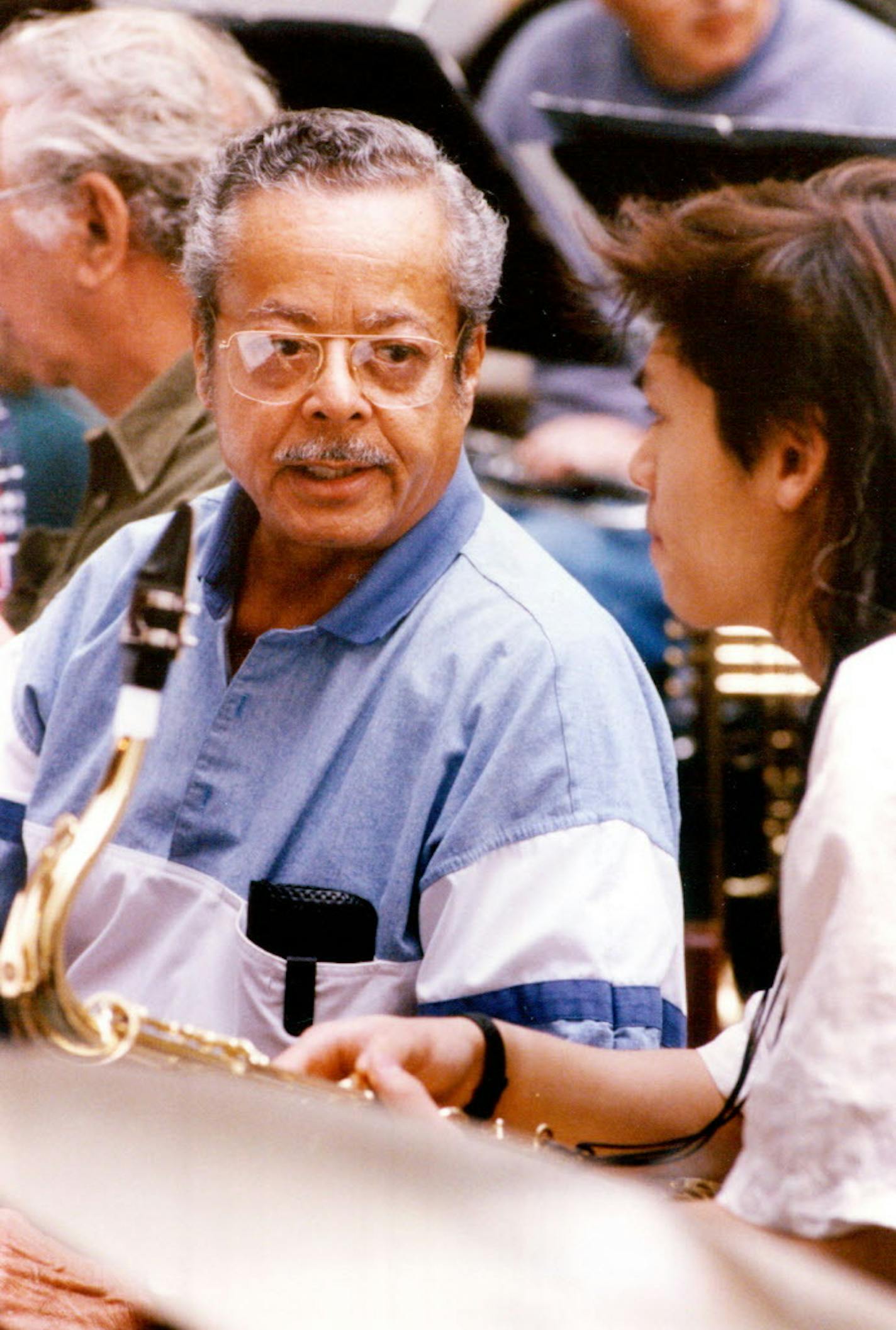 Percy Hughes, left, during a 1992 rehearsal.