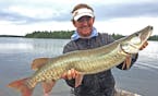 Trevor Anderson with a Lake of the Woods muskie taken on a Jackpot, a surface bait that resembles an injured fish when retrieved.