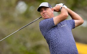 Stewart Cink hits his tee shot on the fifth hole during the second round of the Valspar Championship.