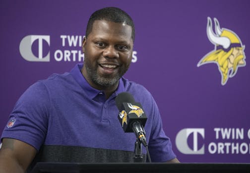 Vikings Defensive Backs Coach Daronte Jones fielded questions from the press during a press conference at TCO Performance Center, Tuesday, February 11, 2020 in Eagan, MN.