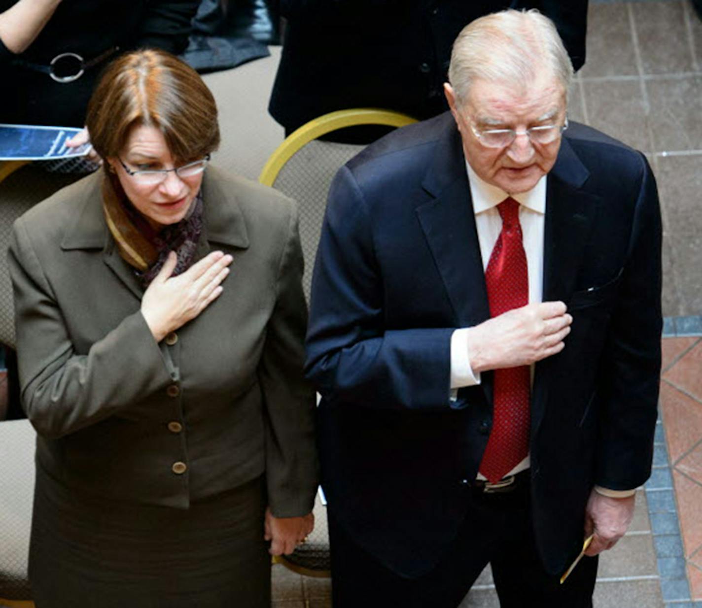 Sen. Amy Klobuchar and former Vice President Walter Mondale in 2015.