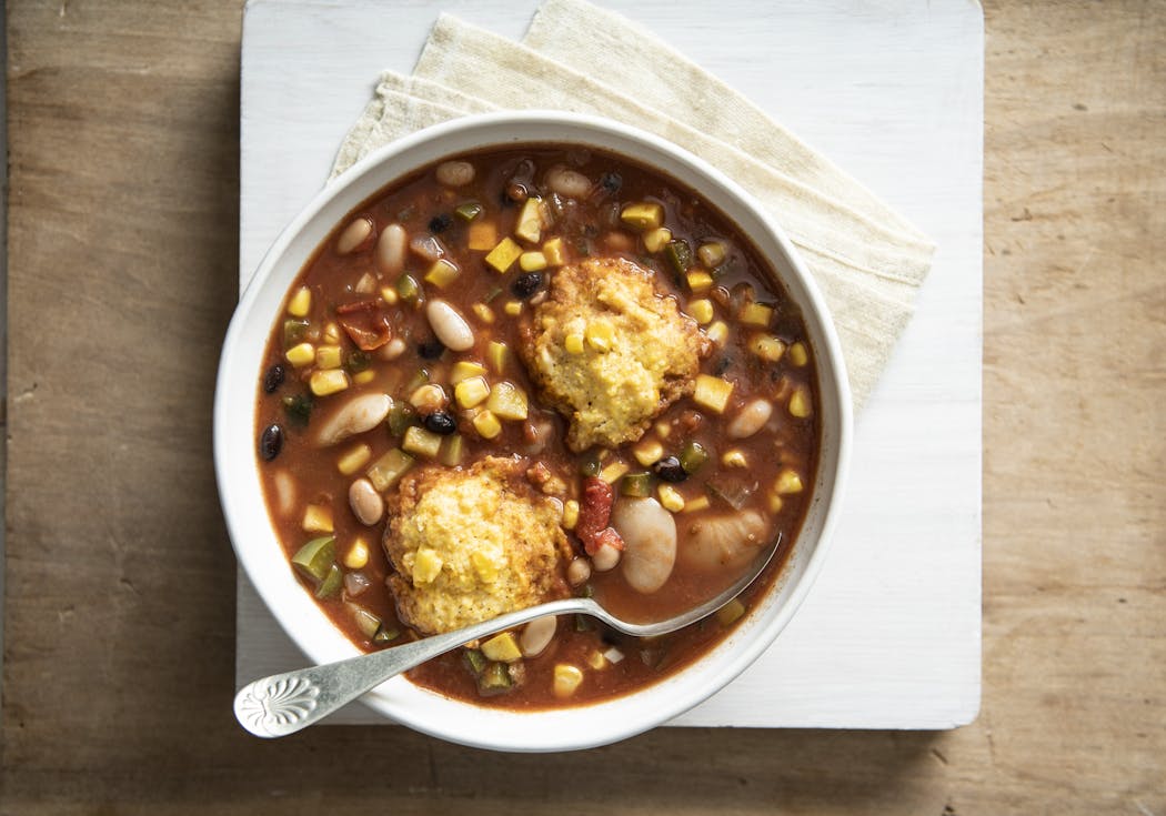 Three Sisters Stew with Corn Dumplings is among the recipes from Loretta Barrett Oden’s “Corn Dance: Inspired First American Cuisine,” written with Minnesota’s Beth Dooley.