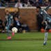 Minnesota United forward Romario Ibarra attempted a shot on goal in the first half against the Portland Timbers last September