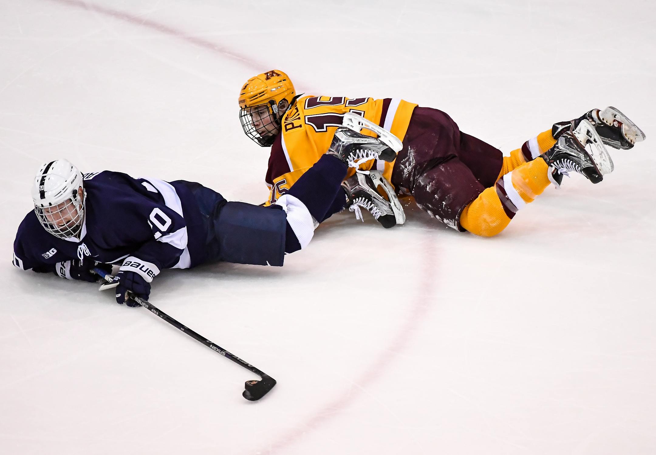Gophers left wing Rem Pitlick was called for tripping on Penn State defenseman Erik Autio earlier this month at Mariucci Arena.
