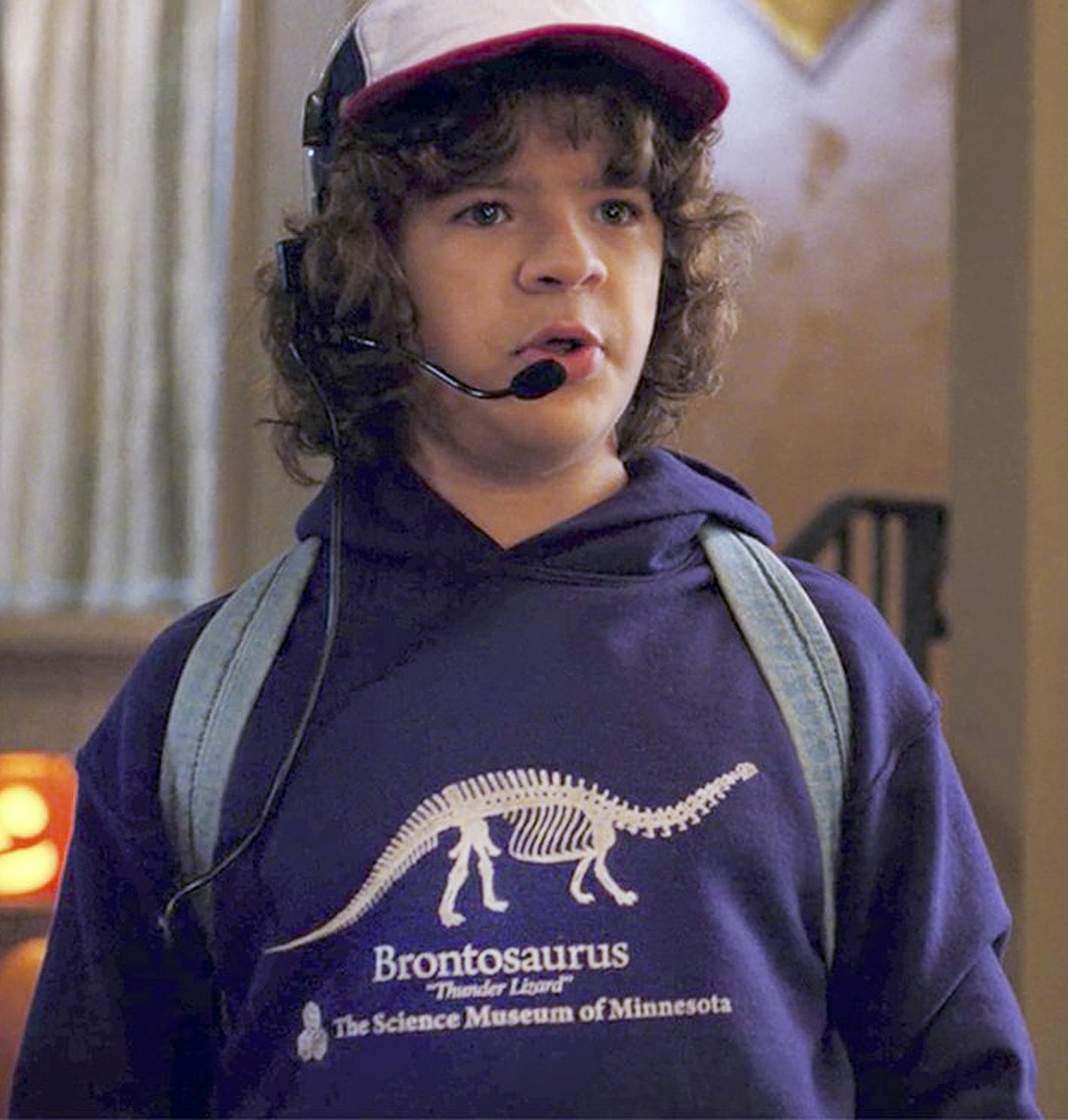 Dustin, played by Gaten Matarazzo, wearing a 1980s-era Science Museum of Minnesota sweatshirt in an episode of ìStranger Things.î The second season was released in October.