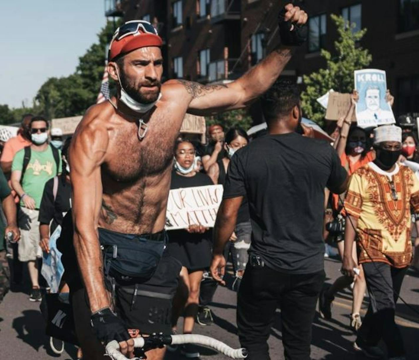 Adrian De Los Rios, during a protest in Minneapolis this summer. Submitted photo