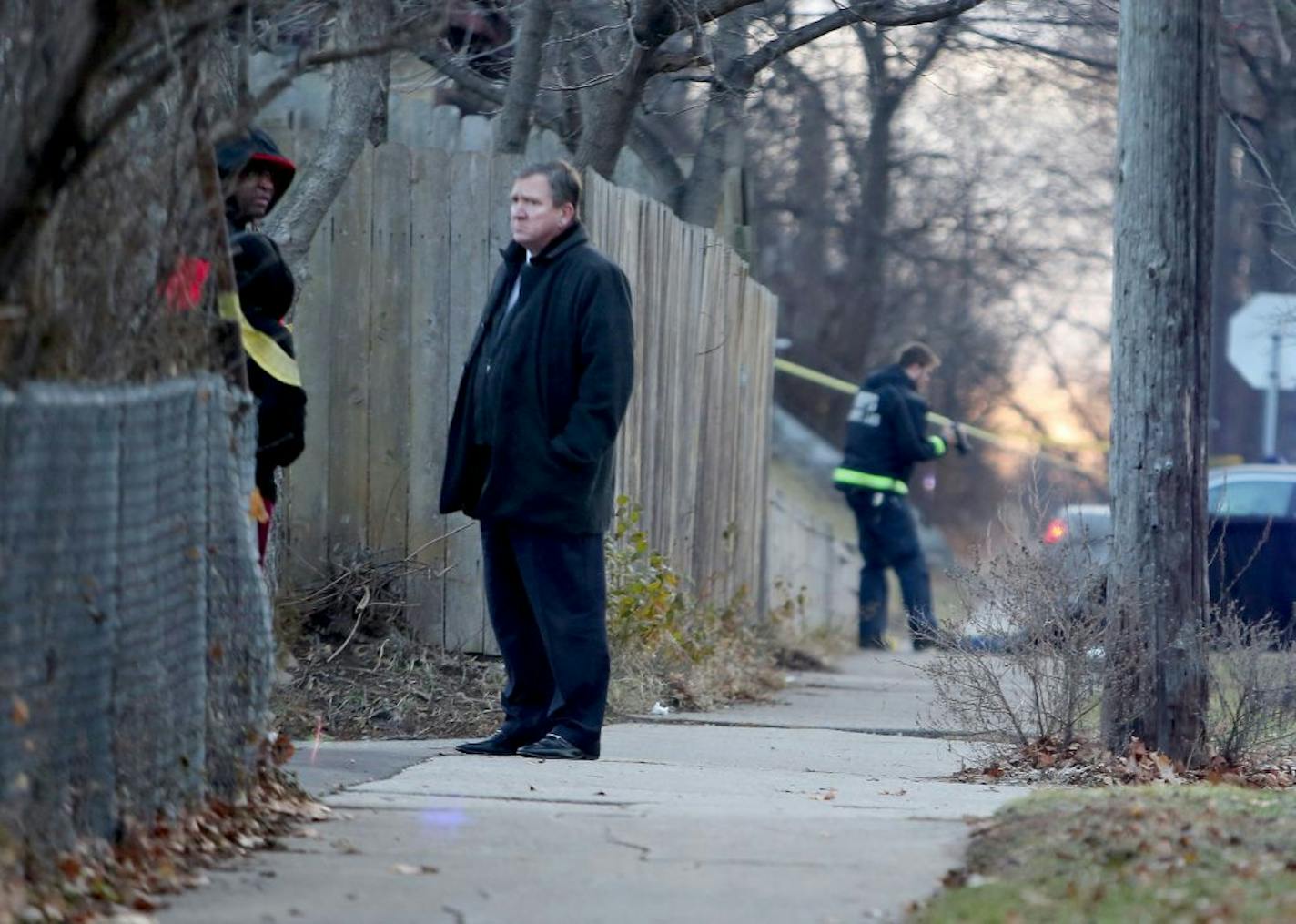 The scene of an early morning homicide at 34th and Fremont Ave. N. Tuesday, Dec. 8, 2015, in Minneapolis.