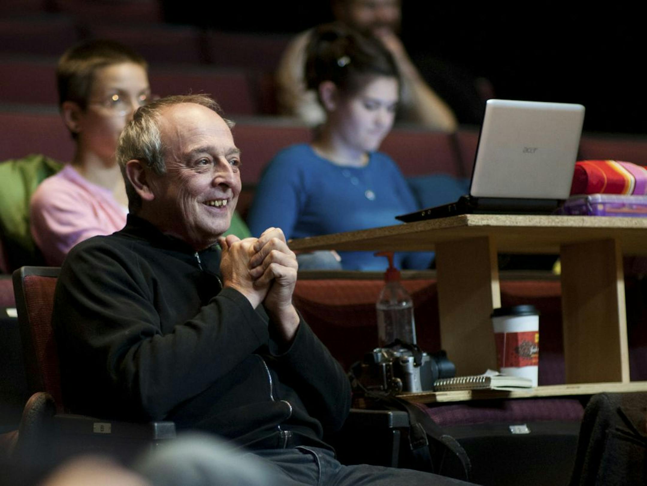 Dominique Serrand, foreground, and former Theatre de la Jeune Lune colleague Steven Epp have developed with University of Minnesota students a new work called "The War Within/All's Fair." It opens Thursday at Rarig Center.