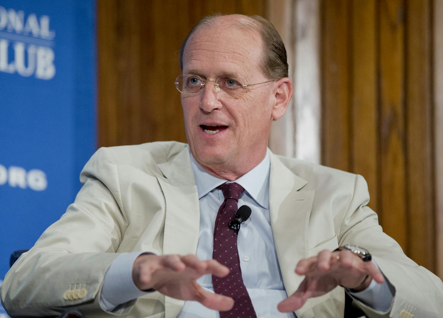 FILE - In this Friday, May 15, 2015, file photo, Delta Air Lines CEO Richard Anderson speaks during a panel discussion at the National Press Club in Washington. Anderson, who oversaw Delta Air Lines' transformation into one of the world's most profitable airlines, will retire in May 2016. His right-hand man, airline president Ed Bastian, will take over as CEO. (AP Photo/Manuel Balce Ceneta, File)