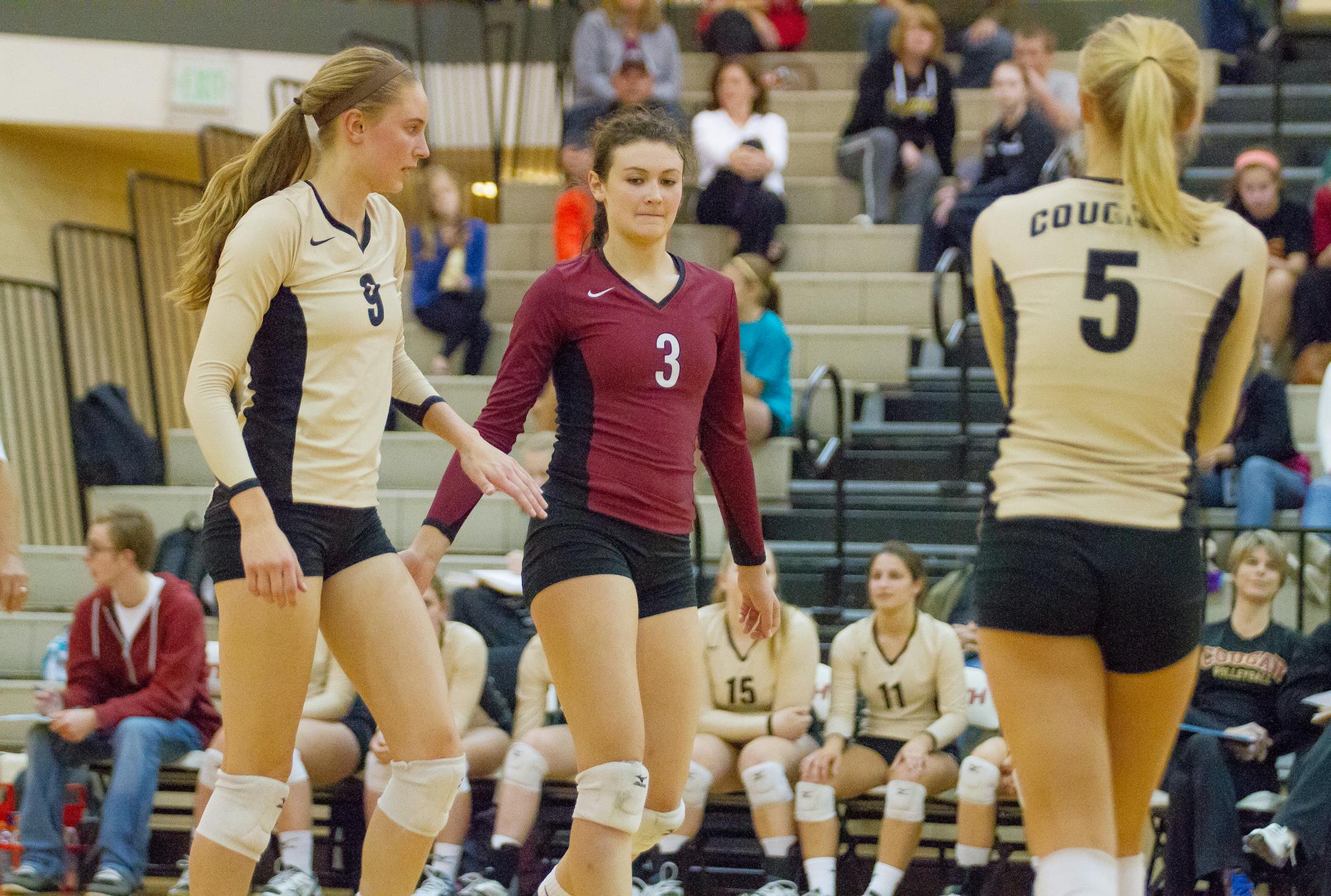 Jenny Moser (9) and Halle Johnston (3) helped Lakeville South to a 22-8 record last season. Moser, a junior who has commited to play at UCLA, and Johnston, who has commited to Iowa, return to lead the Cougars in 2015.