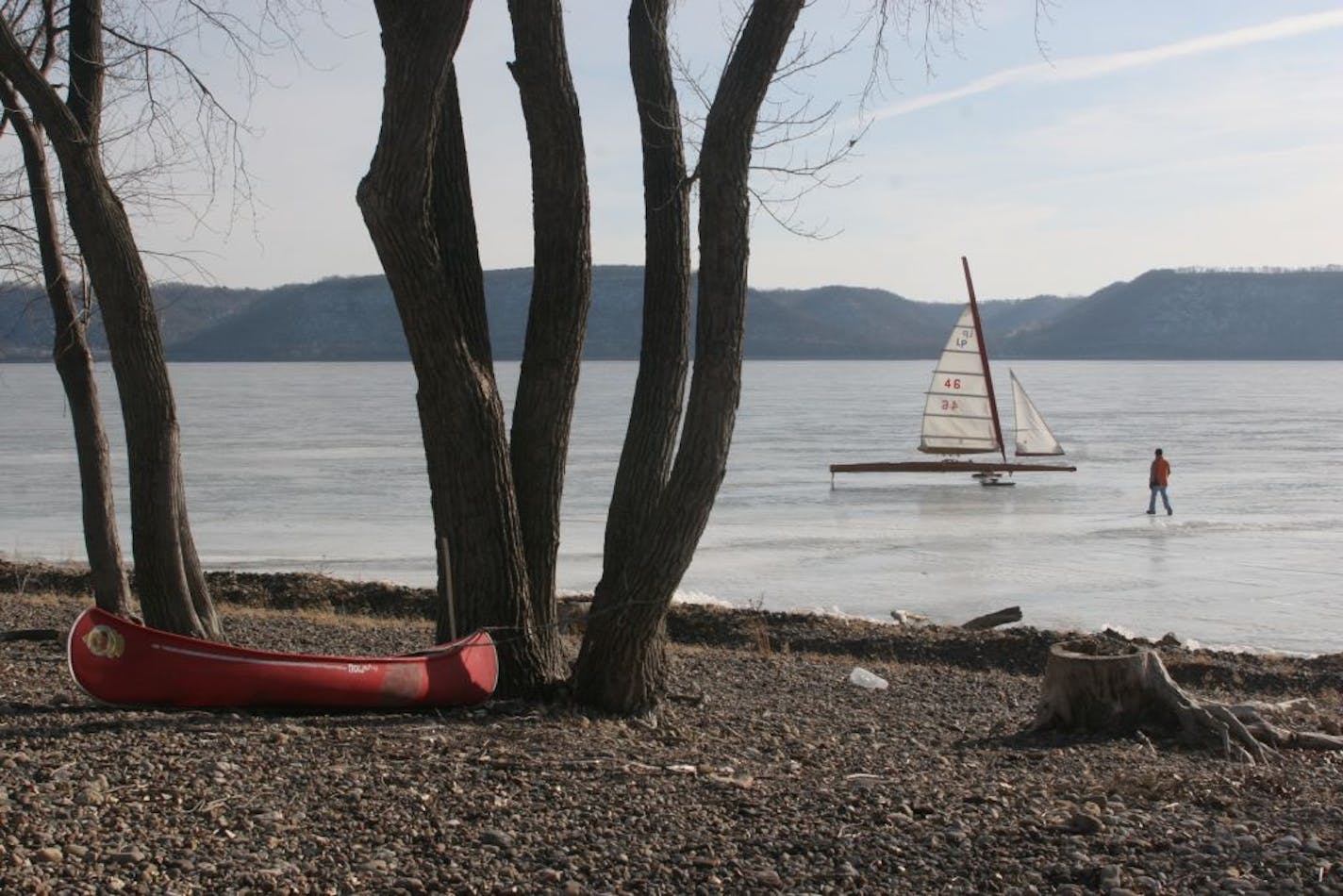 Lake Pepin draws outdoor enthusiasts in all seasons, including thrill-seeking ice boaters.