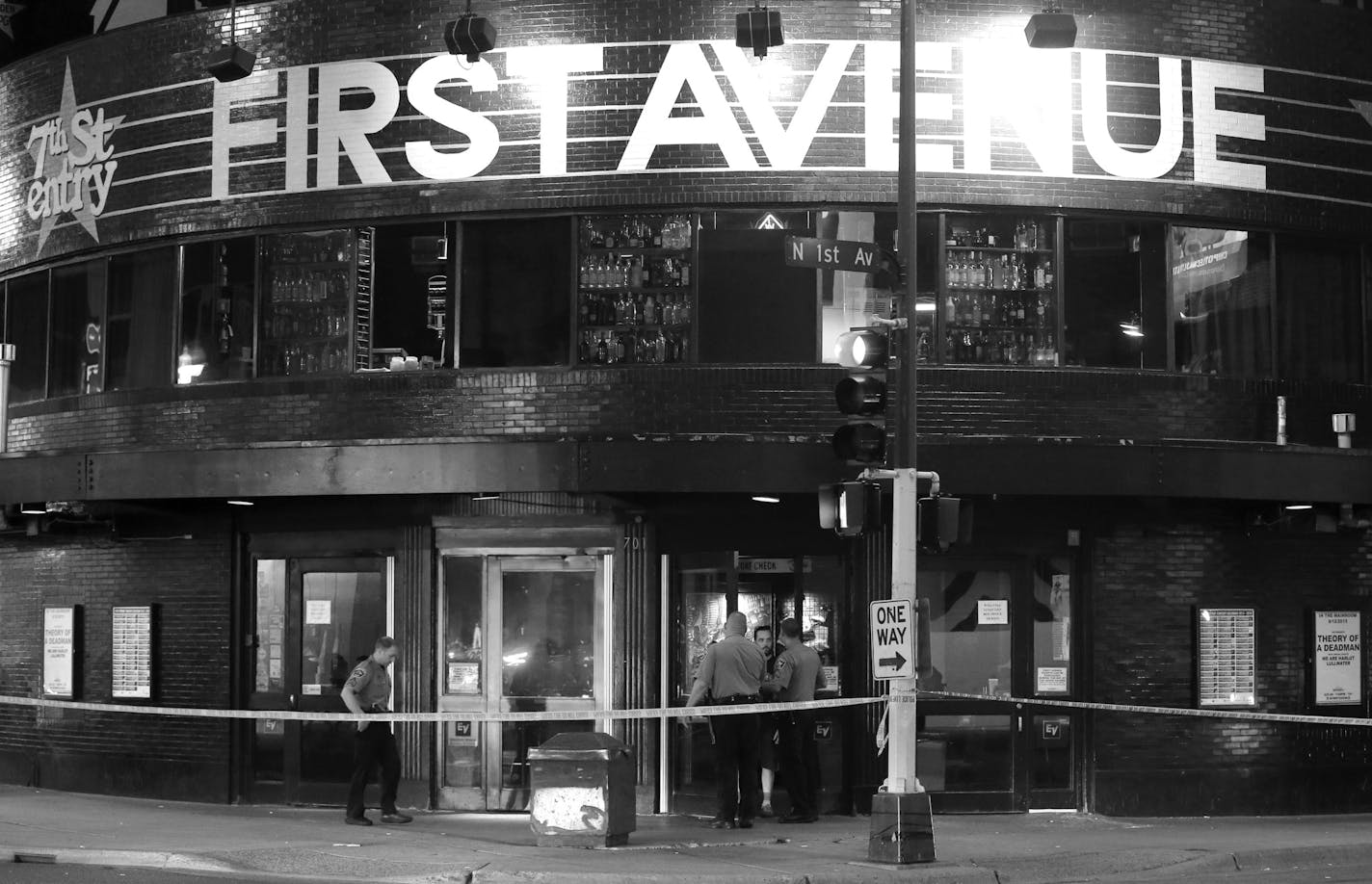 Police tape was placed in front of First Avenue after concertgoers were evacuated when parts of the celling collapsed on Wednesday night. ] CARLOS GONZALEZ cgonzalez@startribune.com - August 12, 2015, Minneapolis, MN, First Avenue Ave, ceiling Collapse