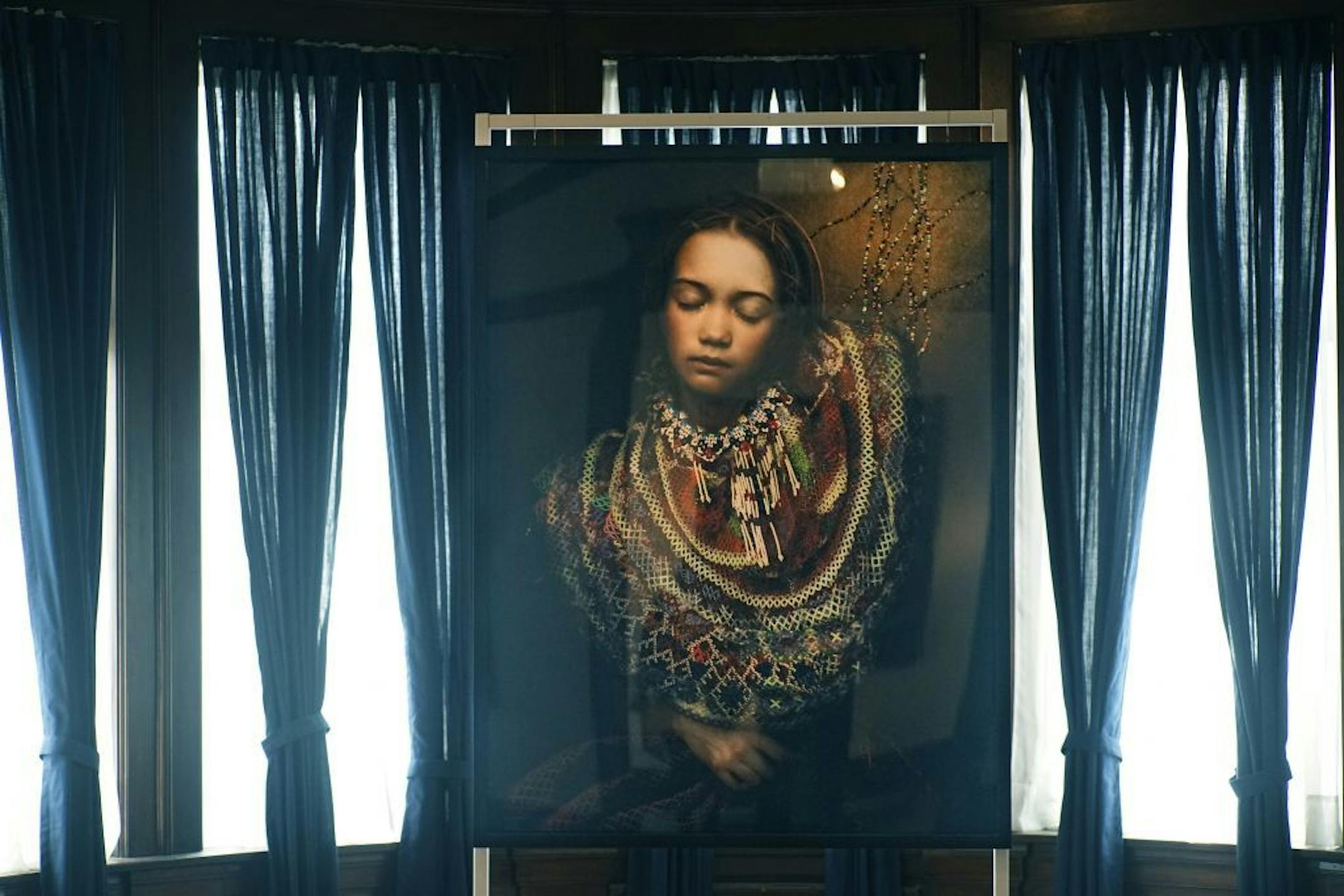 "Ena with Eyes Shut" by Sarah Cooper and Nina Gorfer features fashion by Greenlandic designer Nikolaj Kristensen.