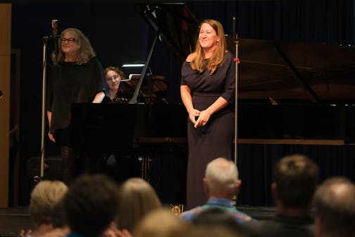 mezzo-soprano Clara Osowski, the founder of the festival, who is singing on about half of the pieces at Monday night's concert. Source Song Festival 2023. Photo by Steven Garcia www.stevengphoto.com