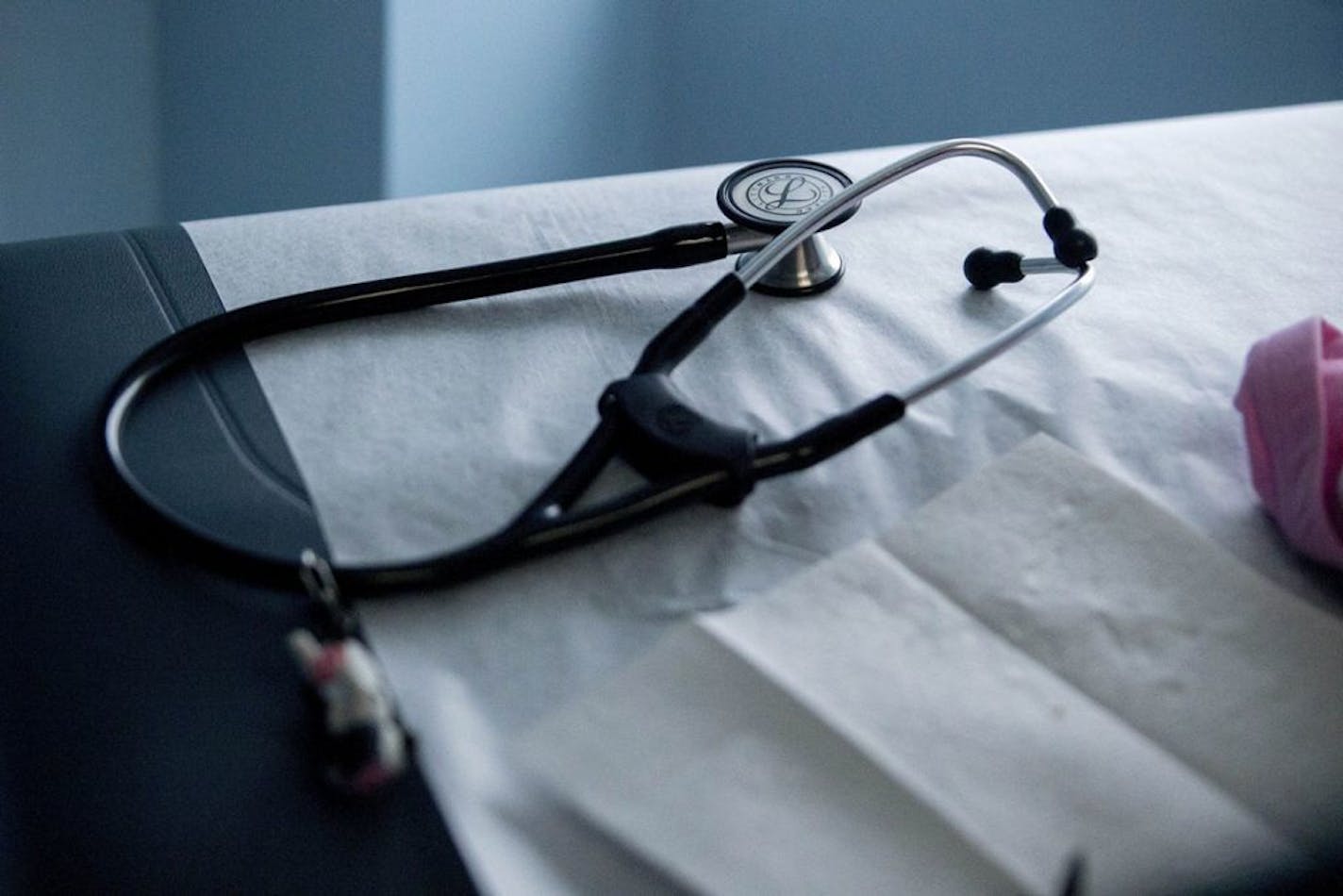 A stethoscope sits on an examination table in an exam room at a Community Clinic health center in Takoma Park, Md. MUST CREDIT: Bloomberg photo by Andrew Harrer