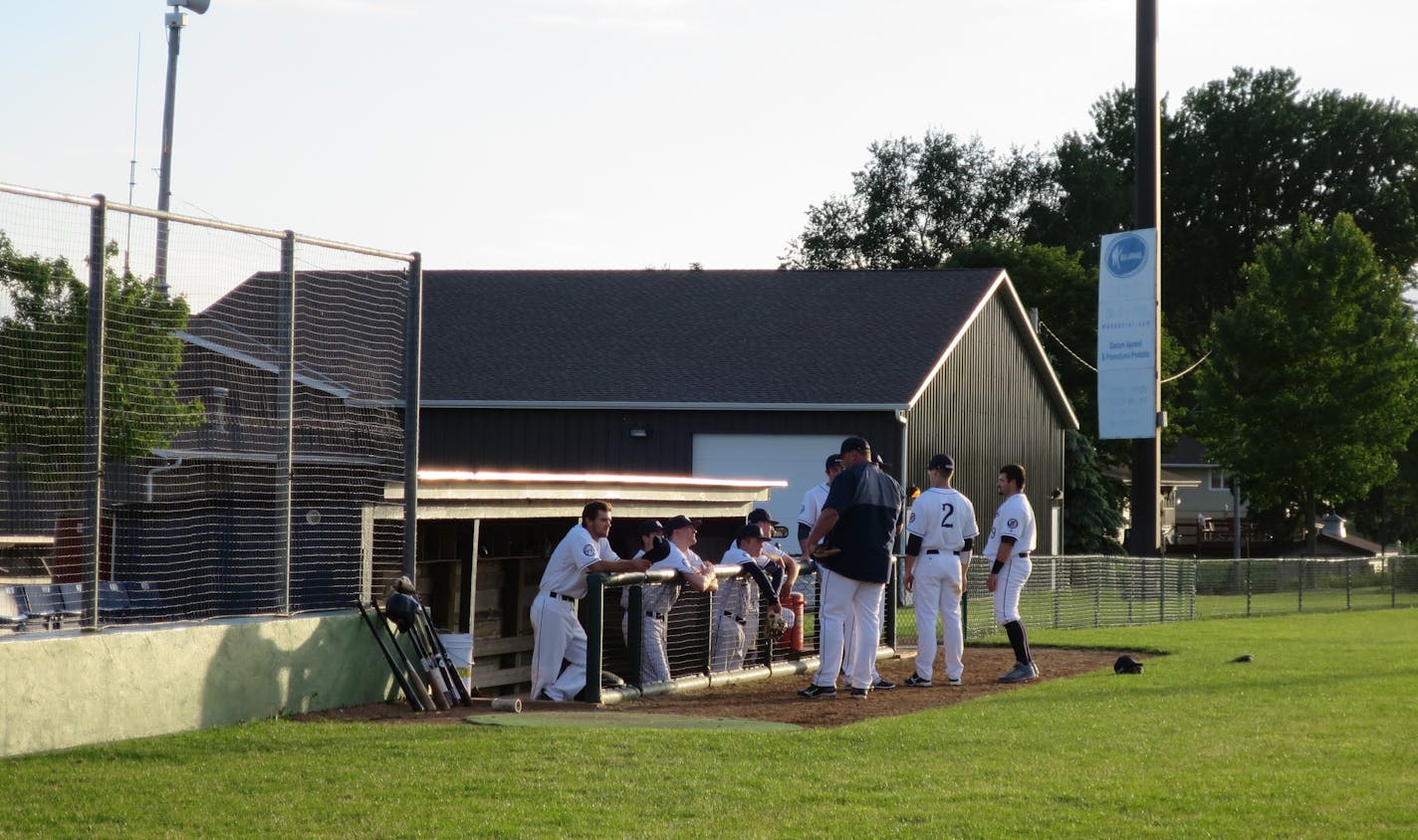 The Miesville Mudhens take the third-base dugout.