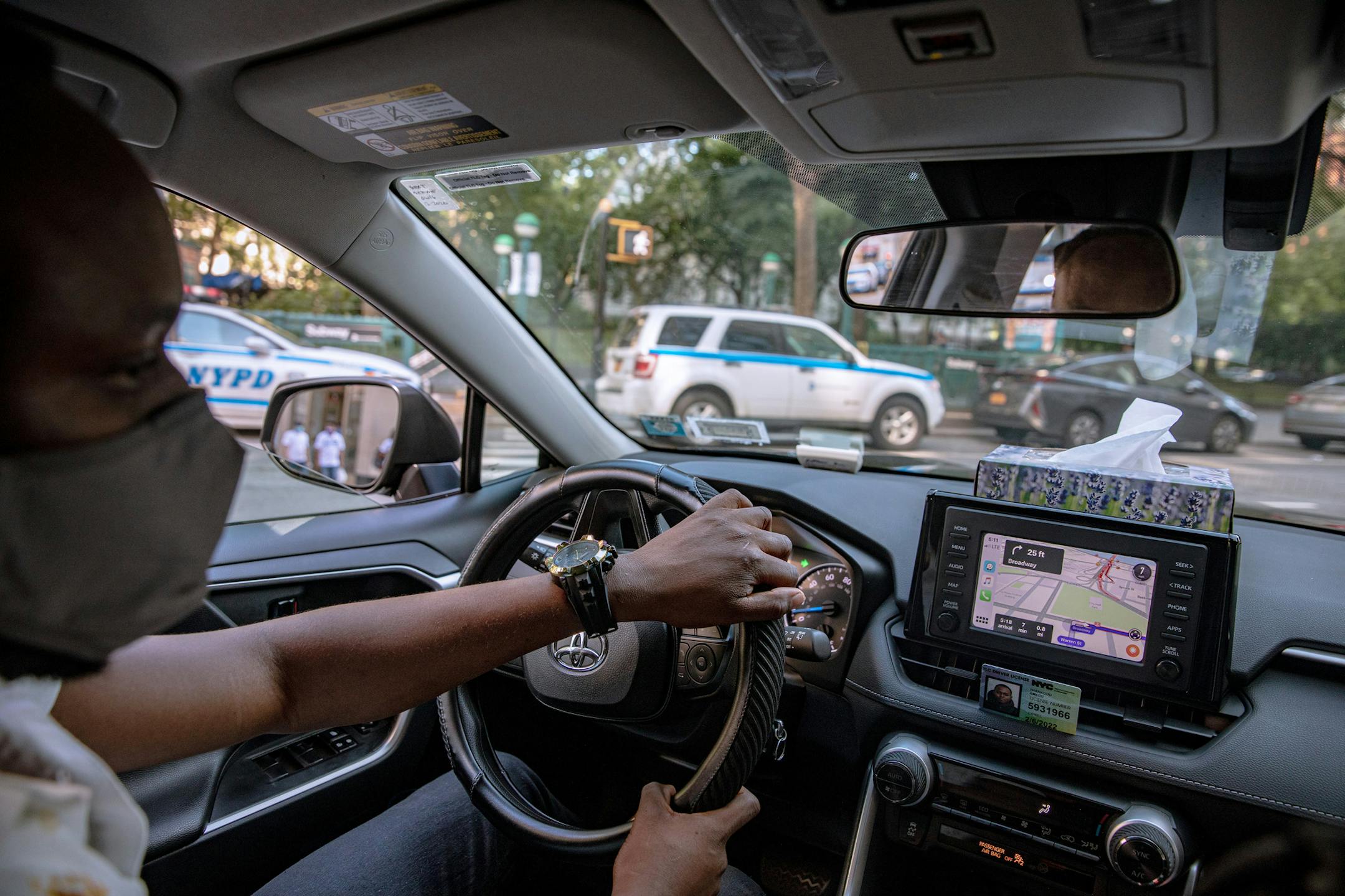 FILE -- Uber driver, Thankgod Amedu drives his car in New York, July 13, 2020. Drivers for Uber and Lyft won a key victory in their yearslong campaign to secure traditional unemployment insurance on Tuesday, July 28, 2020, when a federal judge in New York ruled that the state must promptly begin paying them benefits. (Amr Alfiky/The New York Times)