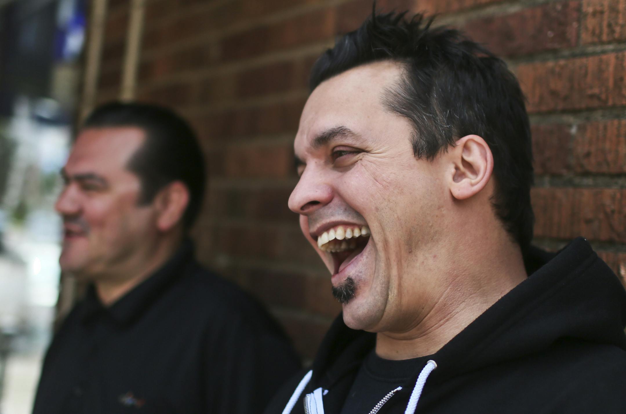 Minnesota hip hop kings Atmosphere have released a new album "South Siders". Atmosphere is Slug, a.k.a., Sean Michael Daley, and Ant, a.k.a. Anthony Davis, and they were photographed at Nokomis Beach Coffee Cafe Saturday, May 3, 2014, in Minneapolis, MN.](DAVID JOLES/STARTRIBUNE) djoles@startribune Minnesota hip hop kings have released a new album "South Siders". Atmosphere is Slug, a.k.a., Sean Michael Daley and Ant, a.k.a. Anthony Davis, and they were photographed at Nokomis Beach Coffee Cafe