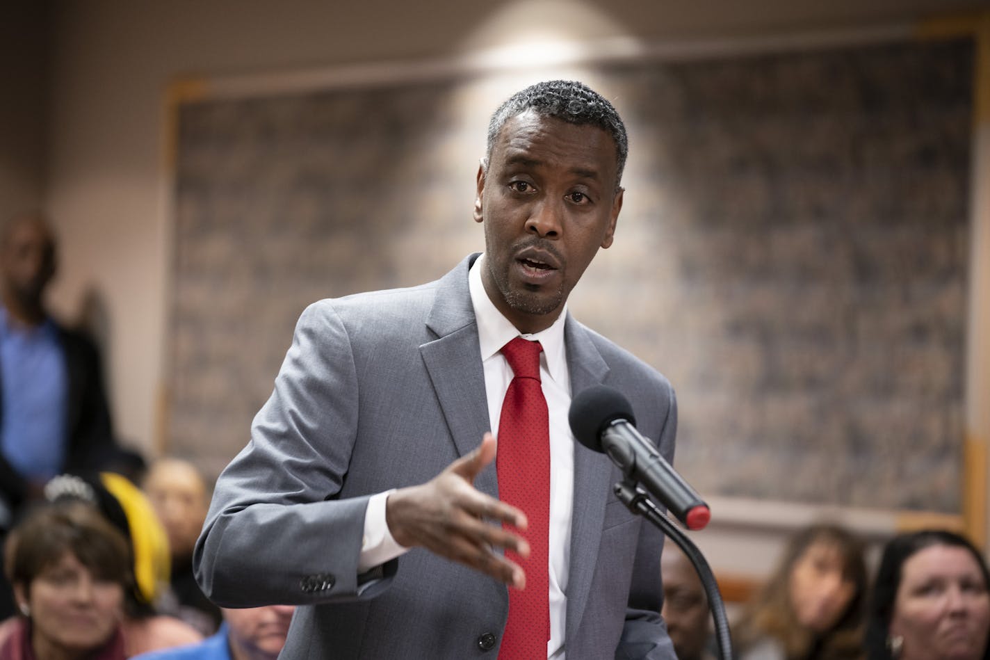 Abdi Warsame responded to questions asked by the Minneapolis Public Housing Authority board shortly before they voted to hire him in January.