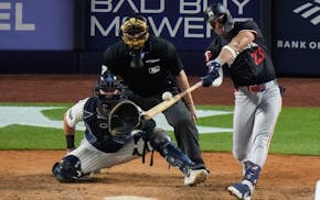 The Twins' Royce Lewis connects for a solo home run against the Yankees during the seventh inning Wednesday night. Lewis turned 25 on Wednesday.